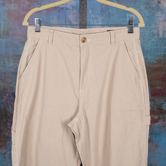 GAP Women's Mid-Rise Loose Fit Carpenter Pant Size 6 Beige 100% Cotton Classic - Picture 2 of 9